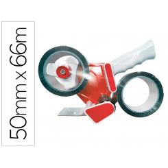 Portarrollo Q-CONNECT para embalaje para cintas de 66mt x 50mm incluye 2 rollos cinta marron