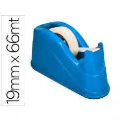 Portarrollo sobremesa Q-CONNECT plastico para cinta de 33 mt color azul 135x58x60 mm
