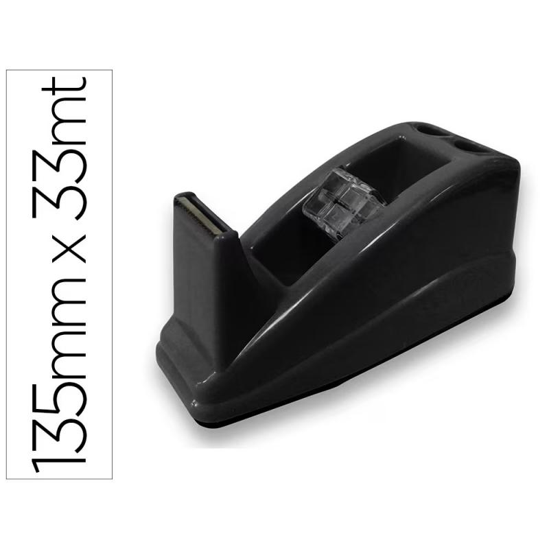 Portarrollo Sobremesa Q-CONNECT Plastico Para Cinta De 33 mt Color Negro 135X58X60 mm