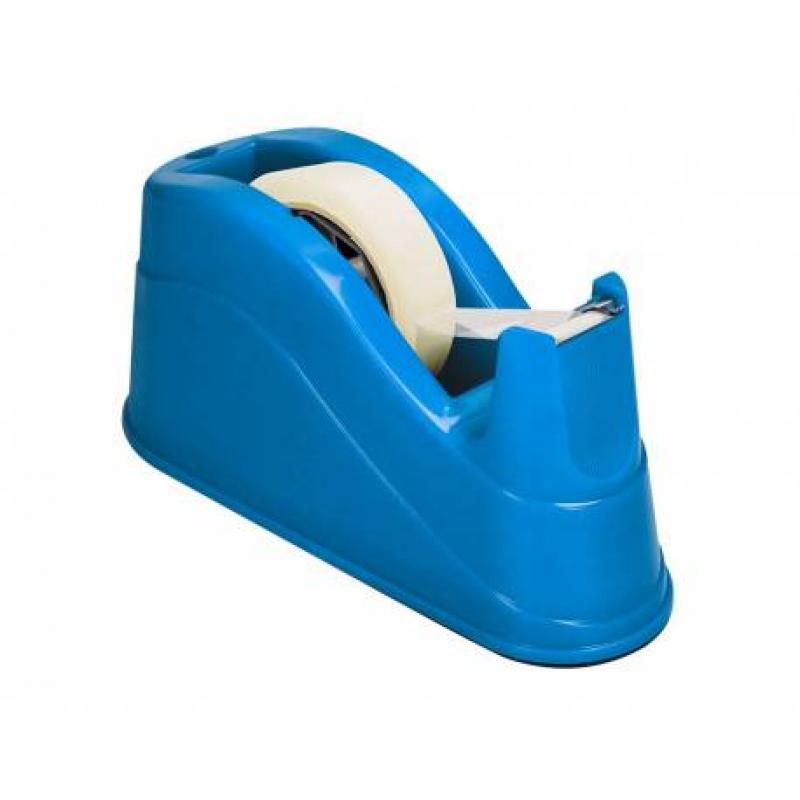 Portarrollo sobremesa Q-CONNECT plastico para cintas de 66 mt color azul 220x100x70 mm