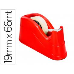 Portarrollo sobremesa Q-CONNECT plastico para cintas de 66 mt color rojo 220x100x70 mm
