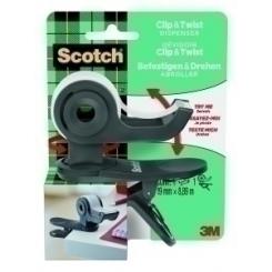 Portarrollos Scotch Clip&Twist C19 Gris Pizarra + Cinta Scotch Magic