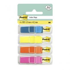 POST-IT Banderitas adhesivas 12 x 43 mm Dispensador con 4 colores neón, 140 uds
