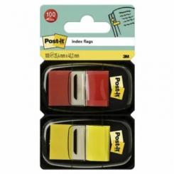 POST-IT Banderitas adhesivas 25,4 x 43 mm, amarillo y rojo, 100 uds