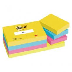 POST-IT Bloc de notas adhesivas 38mmx51mm colores energía, 100 hojas, 12 UDS