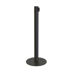 Poste Separador Limit standart 95 cm Metalico Negro Cinta Retractil Negra de 3 metros