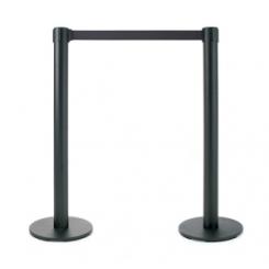 Poste Separador Next Eco Metalico Negro 95 Cm. Con Cinta Retractil Negro 200 Cm. Pack De 2