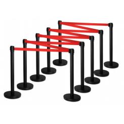 Postes separadores Stagecaptain PLS 200B en negro CINTA ROJO (set de 10 piezas)