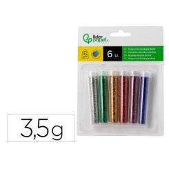 Purpurina LIDERPAPEL Biodegradable Fantasia Bote de 3,5 gr colores metálicos Surtidos Blister de 6
