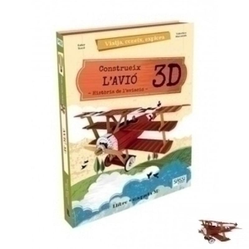 puzle-3d-y-libro-sassi-manolito-books-construeix-l´avio-3d-catalan-34-piezas-6-anos