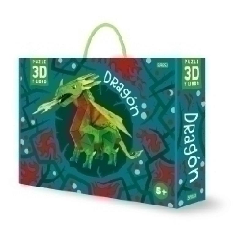 puzle-3d-y-libro-sassi-manolito-books-dragon-3d-55-piezas-5-anos