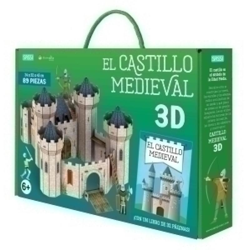 puzle-3d-y-libro-sassi-manolito-books-el-castillo-medieval-3d-89-piezas-6-anos