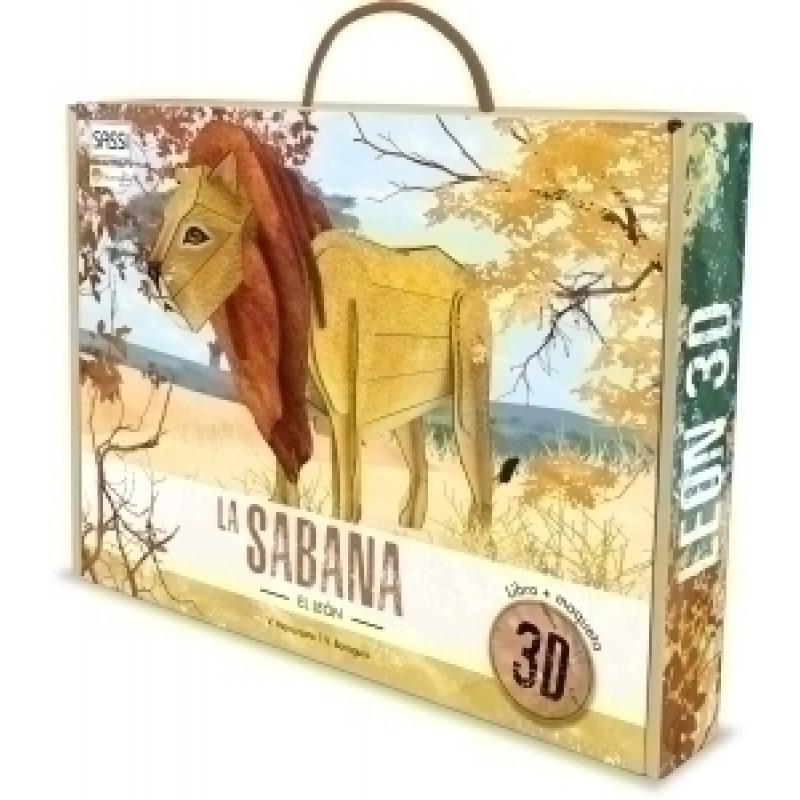 puzle-3d-y-libro-sassi-manolito-books-el-leon-3d-34-piezas-6-anos