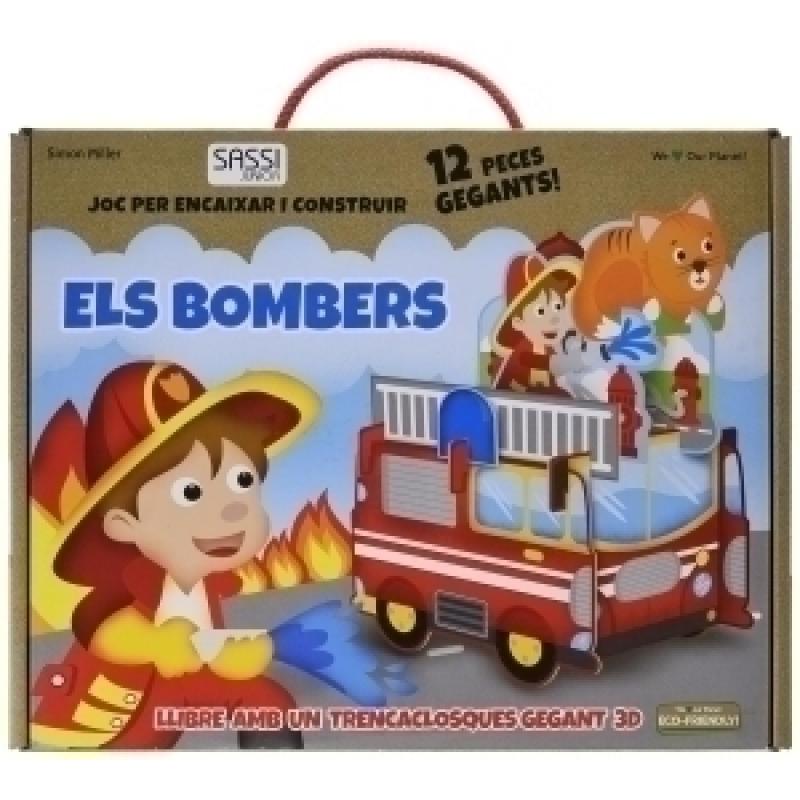 puzle-3d-y-libro-sassi-manolito-books-els-bombers-3d-catalan-12-piezas-3-anos