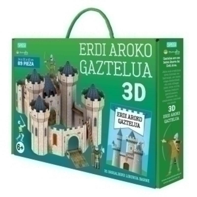 puzle-3d-y-libro-sassi-manolito-books-erdi-aroko-gaztelua-3d-euskera-89-piezas-6-anos