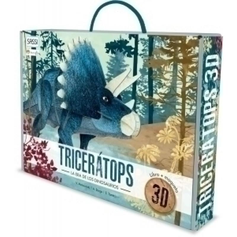 puzle-3d-y-libro-sassi-manolito-books-triceratops-3d-39-piezas-6-anos