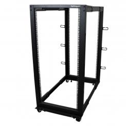 StarTech.com Rack 25U Móvil de Marco Abierto de 4 Columnas para Servidores - Rack de Cuatro Columnas 19 Pulgadas para Equipo de Red e Informático - Ruedas o Patas Niveladoras