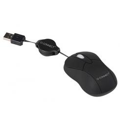 Raton Q-CONNECT mini optico 800 dpi retractil usb 1,5 ghz negro