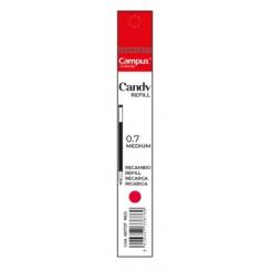 Recambio bolígrafo tinta de gel CAMPUS CANDY, color rojo, 0,7 mm.