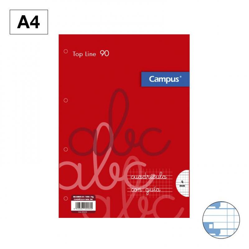 recambio-campus-a4-100h-90g-4-taladros-cuadricula-pautada-4-mm