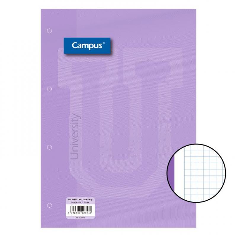 recambio-campus-a4-100h-90g-4-taladros-cuadriculado-cn5-violeta