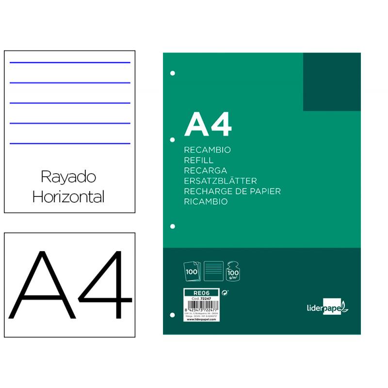 recambio-liderpapel-a4-100-hojas-100-gr-m2-rayado-horizontal-4-taladros-bandas-de-5-colores