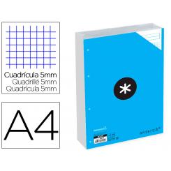 Recambio A4 ANTARTIK 100 hojas 90g/m2 cuadro 5 mm 4 taladros bandas de 5 colores