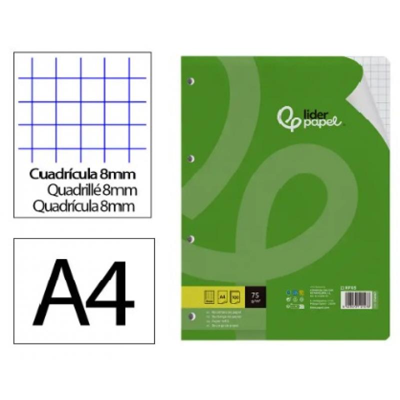 recambio-liderpapel-a4-100-hojas-75gr-cuadriculada-8mm-c-margen-4-taladros