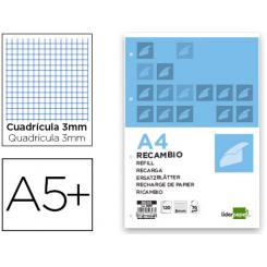 Recambio LIDERPAPEL Cuarto 100 Hojas 60gr/m2 Cuadro 3mm con M Argen 6 Taladros