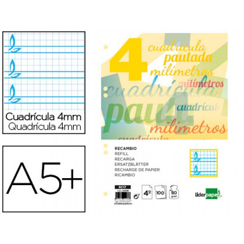 recambio-liderpapel-cuarto-pautaguia-100-hojas-75-g-cuadriculado-pautado-4-mm-con-margen-6-taladros