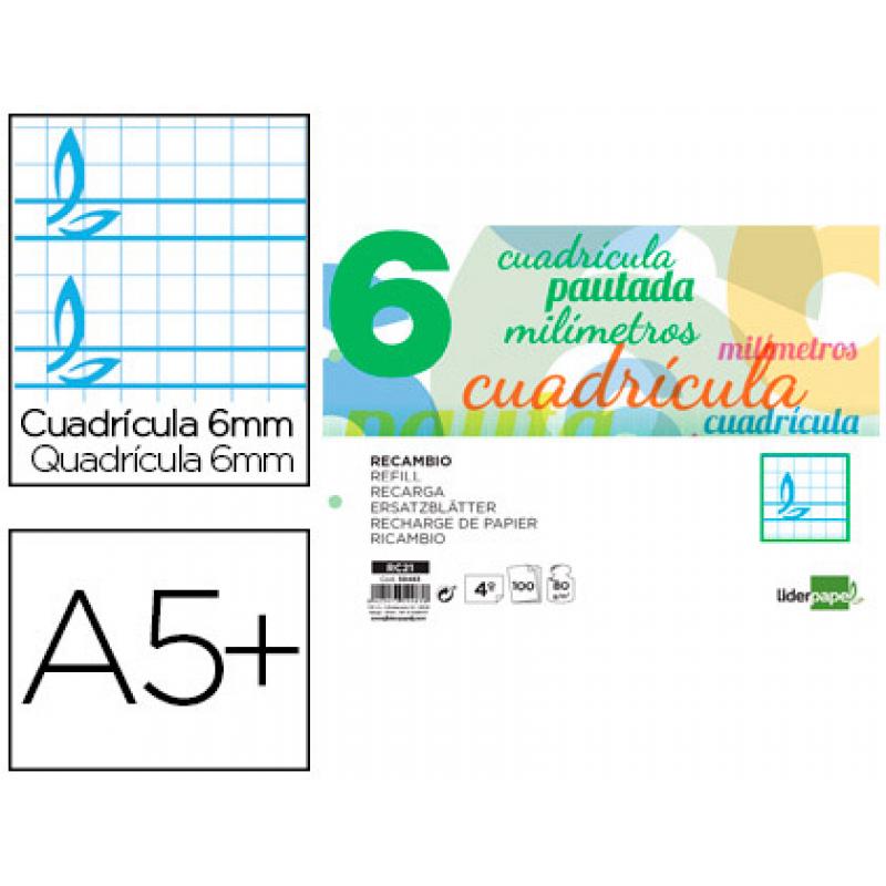recambio-liderpapel-cuarto-pautaguia-100-hojas-75-g-cuadriculado-pautado-6-mm-con-margen-2-taladros-apaisado