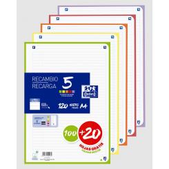 Recambio OXFORD 5 Paquete A4 100+20 1 Línea Vivos