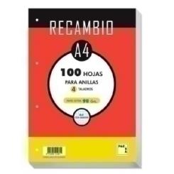 Recambio PACSA A4 100H 90G 4 Tal. Cd.4