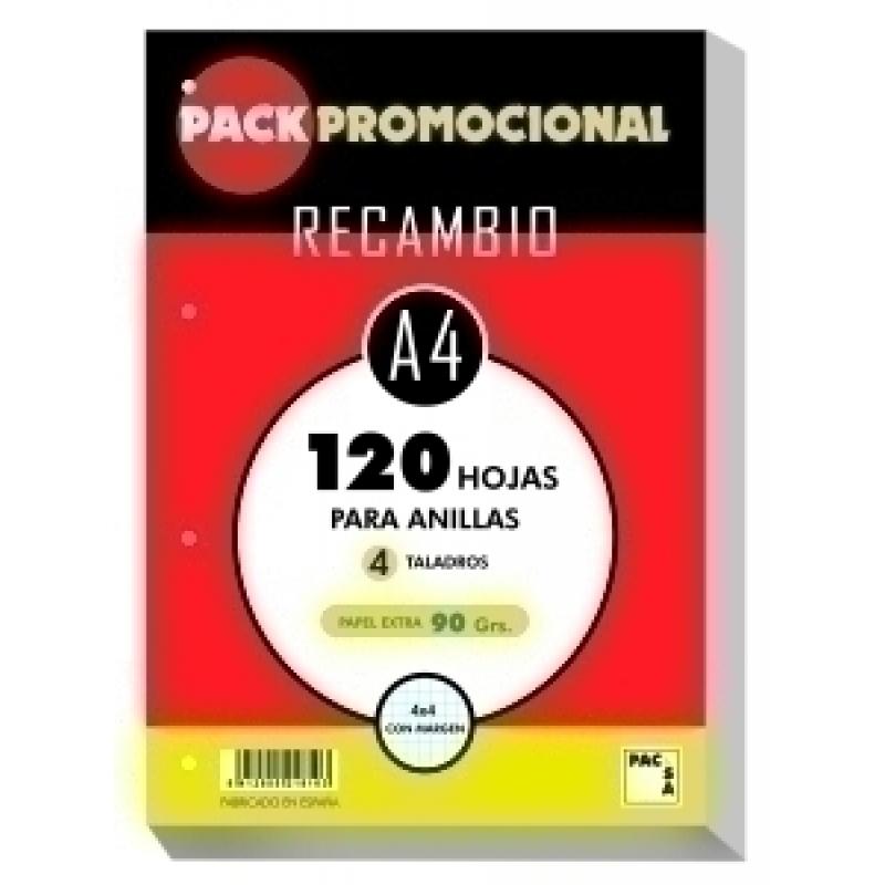 recambio-pacsa-a4-120h-90g-4-taladros-cuadric4x4-c-margen