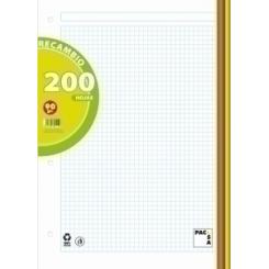 Recambio Pacsa A4 200H 90G 4 Taladros Cuadric.5X5 (5 Colores En Banda)
