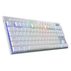 REDRAGON K621W-RGB-SP RD teclado USB + RF Wireless + Bluetooth QWERTY Español Plata, Blanco