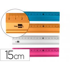 Regla LIDERPAPEL 15 cm aluminio colores surtidos