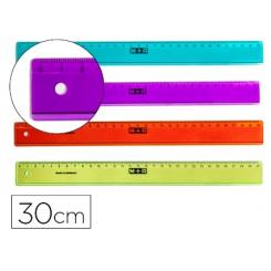 Regla M+R 30 cm plastico graduada y biselada colores surtidos.