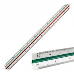 Regla triangular, 30 cm de longitud, de aluminio, escala triangular, 1:20, 1:25, 1:50, 1:75, 1:100, 1:150