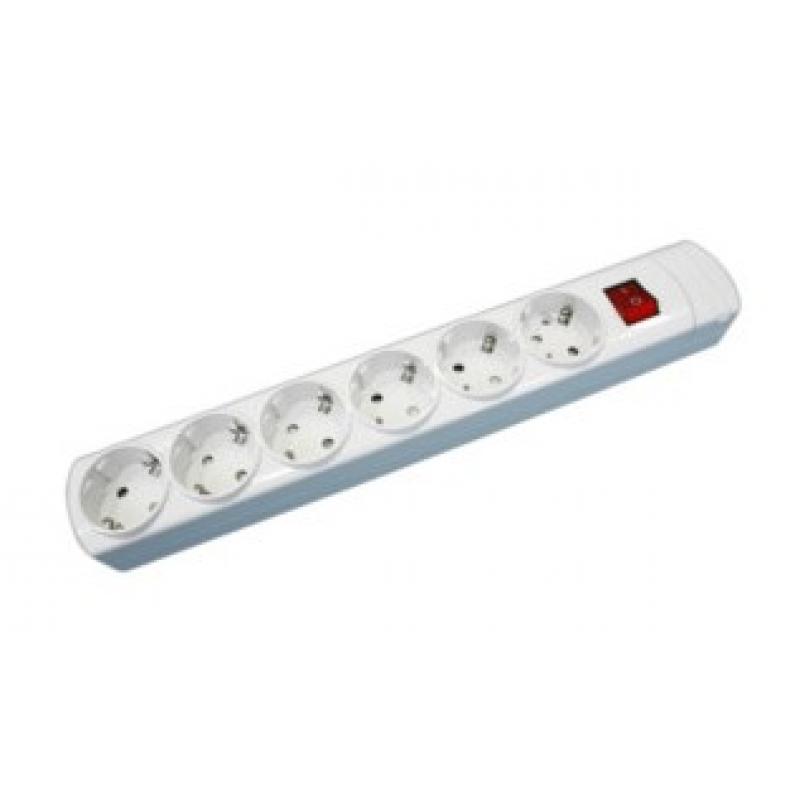 Regleta de 6 enchufes con interruptor sin cable blanco