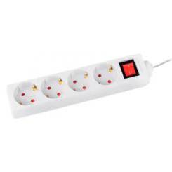 Regleta Q-CONNECT 4 Tomas de Corriente c/interruptor Longitud Cable 1,5 Mt color Blanco