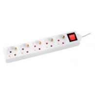 Regleta Q-CONNECT 5 Tomas de Corriente c/interruptor Longitud Cable 1,5 Mt color Blanco