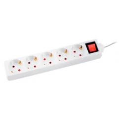 Regleta Q-CONNECT 5 Tomas de Corriente c/interruptor Longitud Cable 1,5 Mt color Blanco