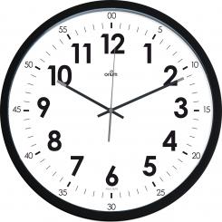 Reloj analógico pared Ø 40 cm silencioso. Aguja segundero gris. ABS alto impacto. Para pila LR6 (no incl.) Medidas exteriores: 50x400 mm. Color negro.