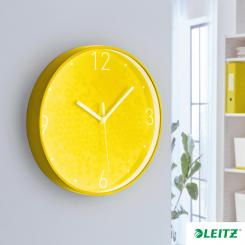 LEITZ Reloj pared WOW, amarillo/blanco