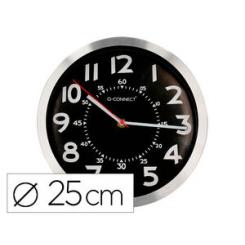 Reloj Q-CONNECT de pared de plastico redondo 34,4 cm movimiento silencioso color negro