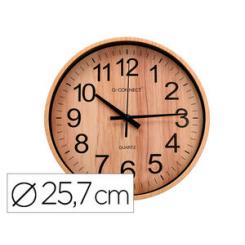 Reloj Q-CONNECT de pared metalico redondo 25 cm movimiento silencioso color negro con esfera cromado
