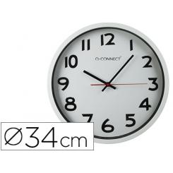 Reloj Q-CONNECT De Pared Plastico Oficina Redondo 34 cm Marco Blanco