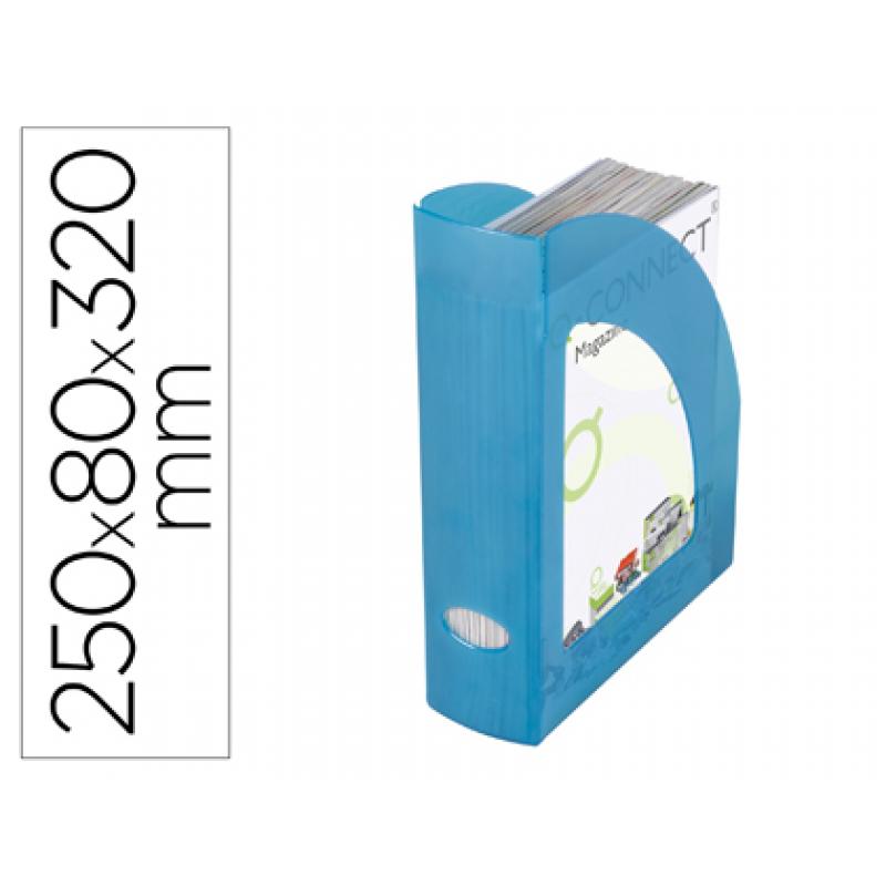 revistero-plastico-q-connect-azul-translucido