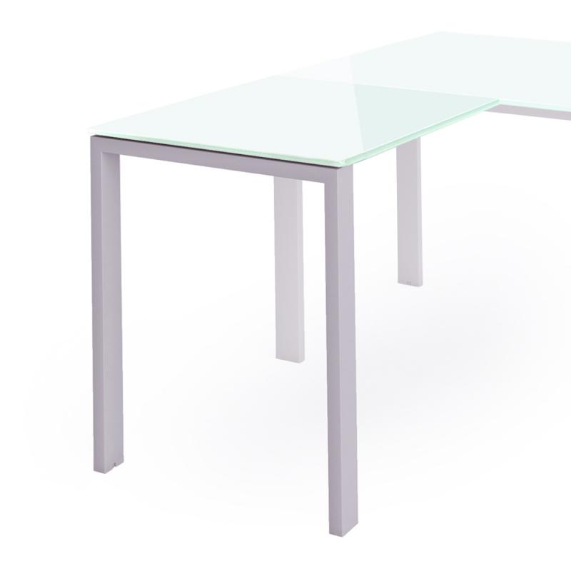 Rocada ala para mesa de oficina serie total 100x60 aluminio/ cristal negro